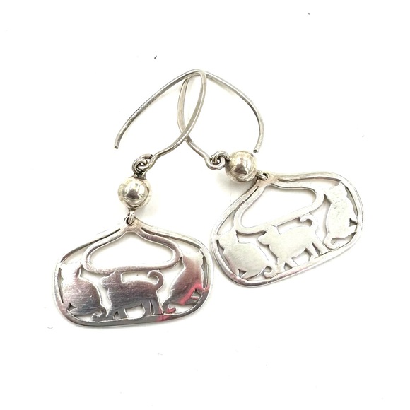 Silpada Sterling Silver Cat & Dog Earrings Retired W2050 - Picture 2 of 8